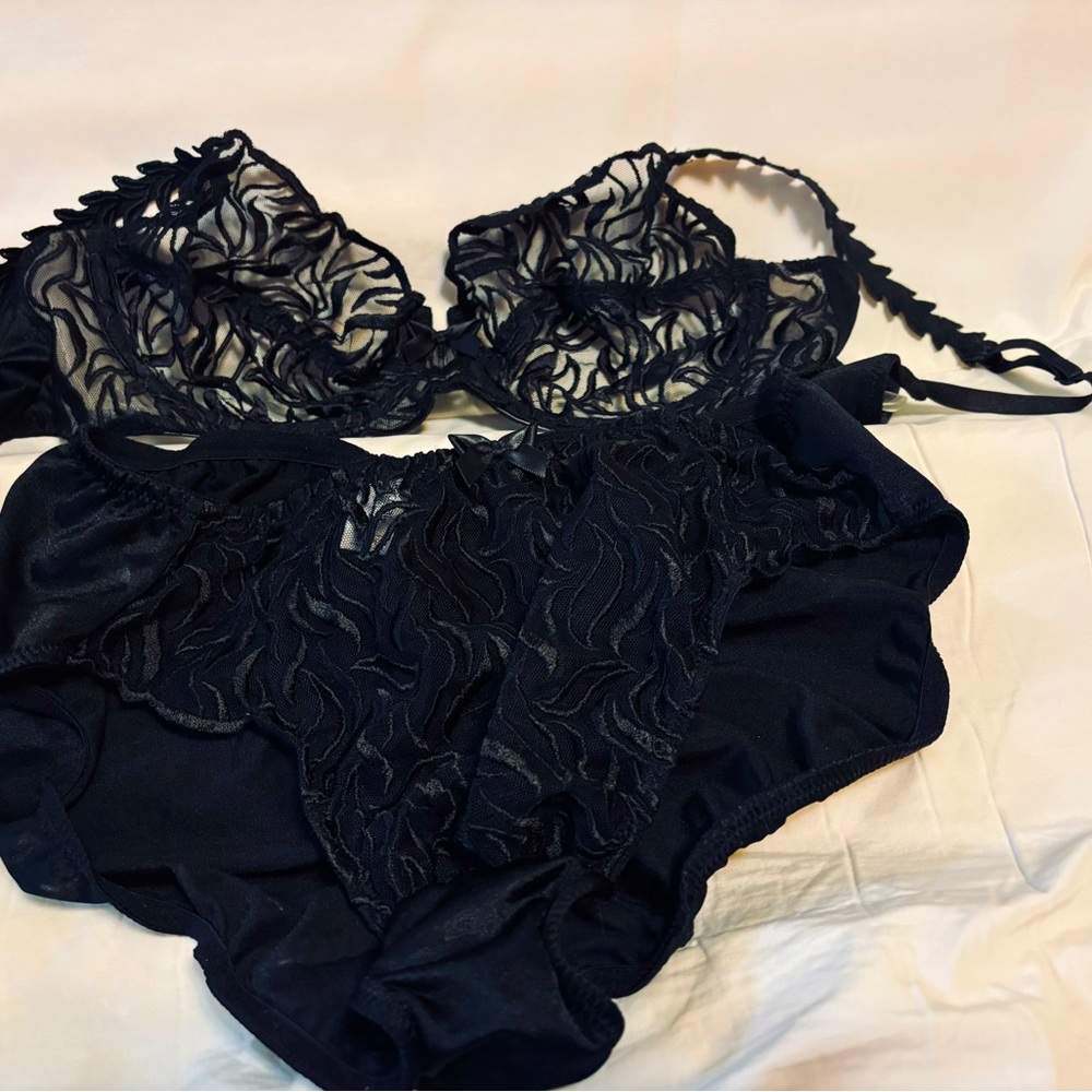 Wacoal Black Semi-Sheer Bra & Panty Set